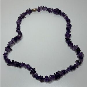 Vintage Purple Amethyst chop Gemstone Necklace 15 inches max
